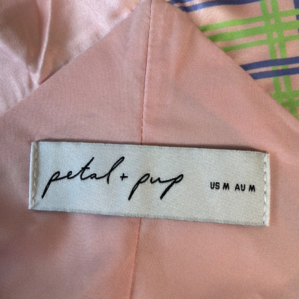 New Petal & Pup Dress Satin Pink Plaid Maxi Dress Size Medium - Picture 9 of 11